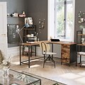 Birou in forma de L / birou de colt, Vasagle, Industrial, cu sertare, 137x150x75 cm, PAL/otel, maro