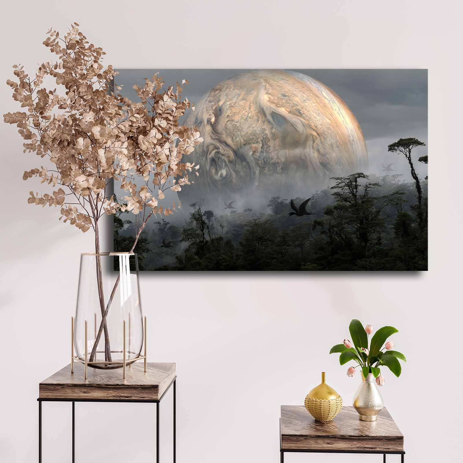 Tablou decorativ, 4570NISC-004, Lemn, Bej / Gri / Verde / Negru