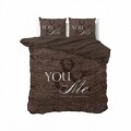 Lenjerie de pat pentru doua persoane Love for you and me Taupe, Royal Textile,  100% bumbac