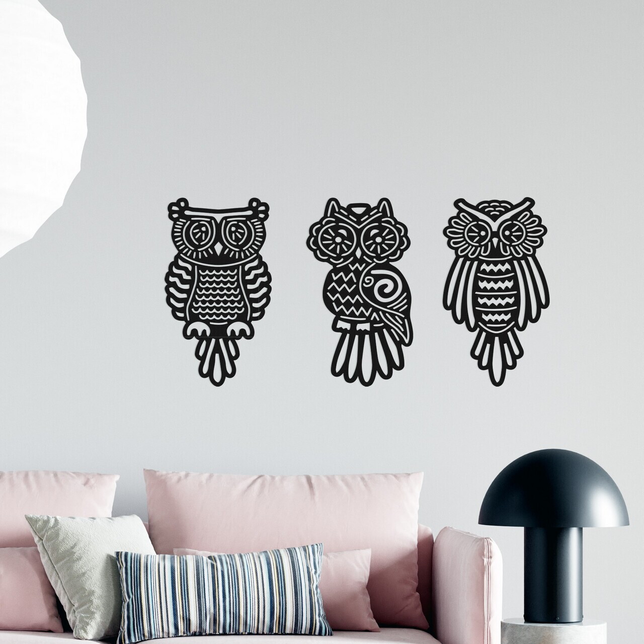 Set de accesorii decorative de perete din metal, DEC-BL010, Dimensiune: 40 x 20 cm (3 bucăți), Negru — imaginea 2