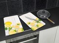 Set 2 protectii universale pentru aragaz Lemons, Wenko, 30x52x1.8-5.5 cm, sticla/PVC, multicolor