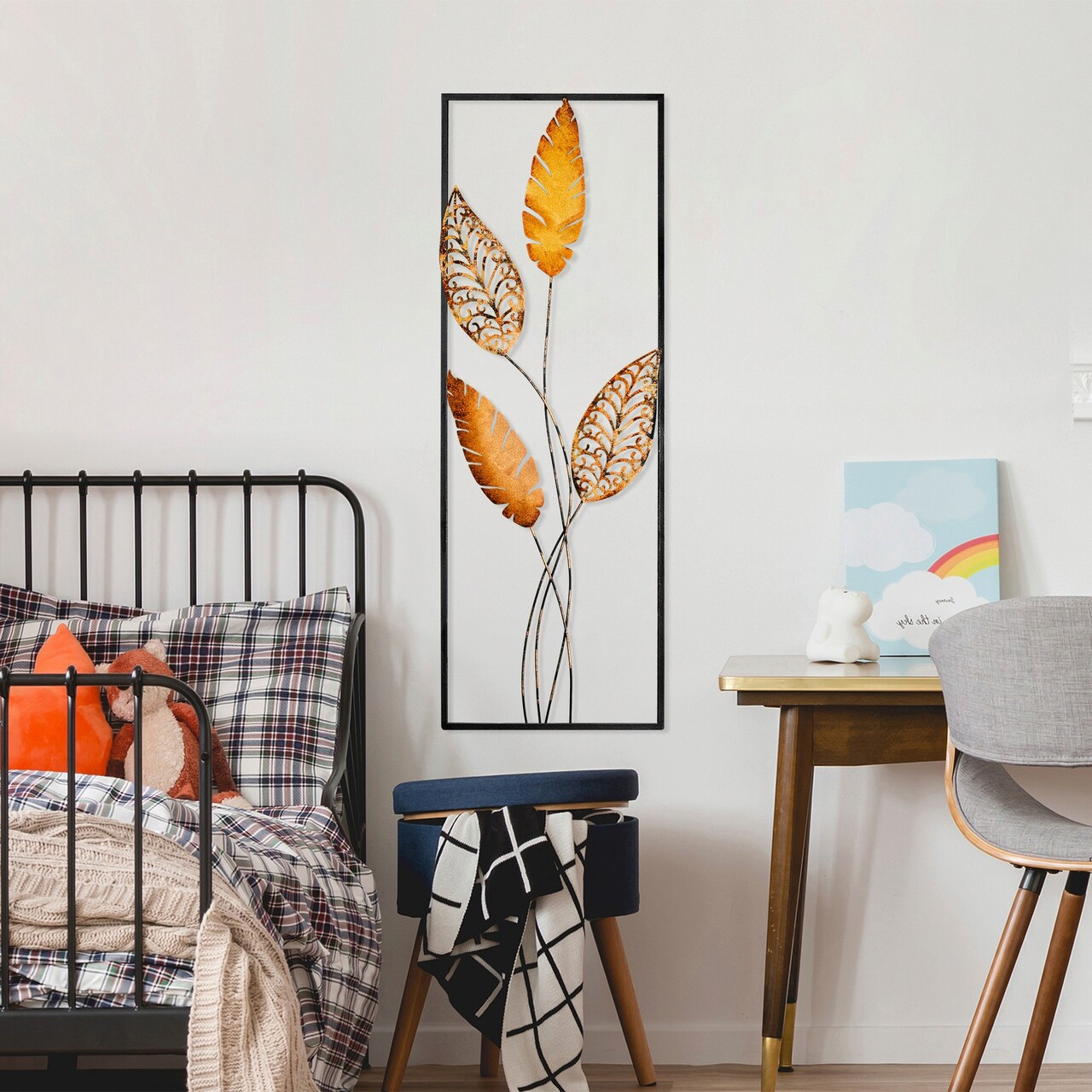 Decoratiune de perete, Timeyi 2, Metal, Dimensiune: 32 x 90 cm, Multicolor - 1 | YEO