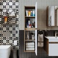 Dulap de baie, Hanah Home, 1755, 35x130x30 cm, MDF-LAM, Pin Atlantic / Alb Mat