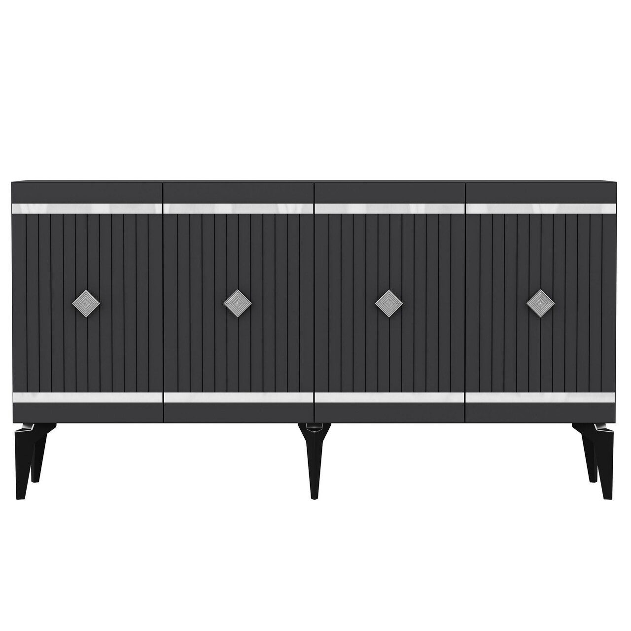 Consola, Hanah Home, Lenora, 150x79x40 cm, PAL , Antracit / Argintiu - view 5