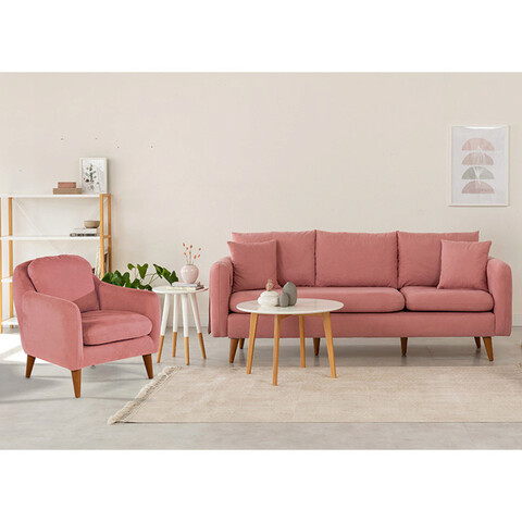 Set de canapea, unique design, 867unq1622, lemn de carpen, roz