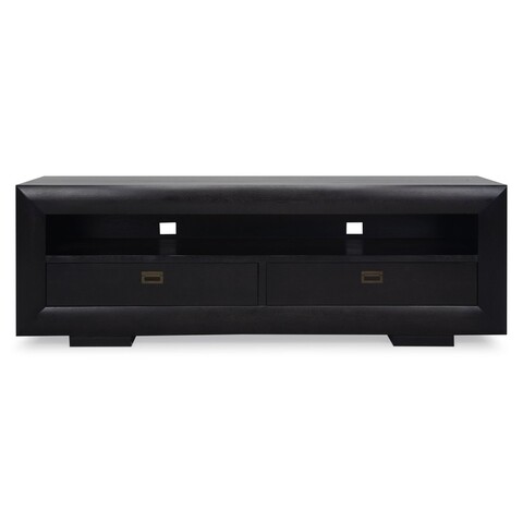 Comoda tv mare cu 2 sertare, chic, l.200 l.50 h.67, mdf/pal/furnir de mesteacan, wenge