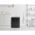 Cos de gunoi cu soft touch, Brabantia, Bo Touch Matt, 2x30 L, 31.2x54.5x65.6 cm, otel, negru mat