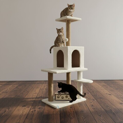 Casă pentru pisici, Paws & Whiskers, Bella, MATERIAL TEXTIL WELSOFT, Alb
