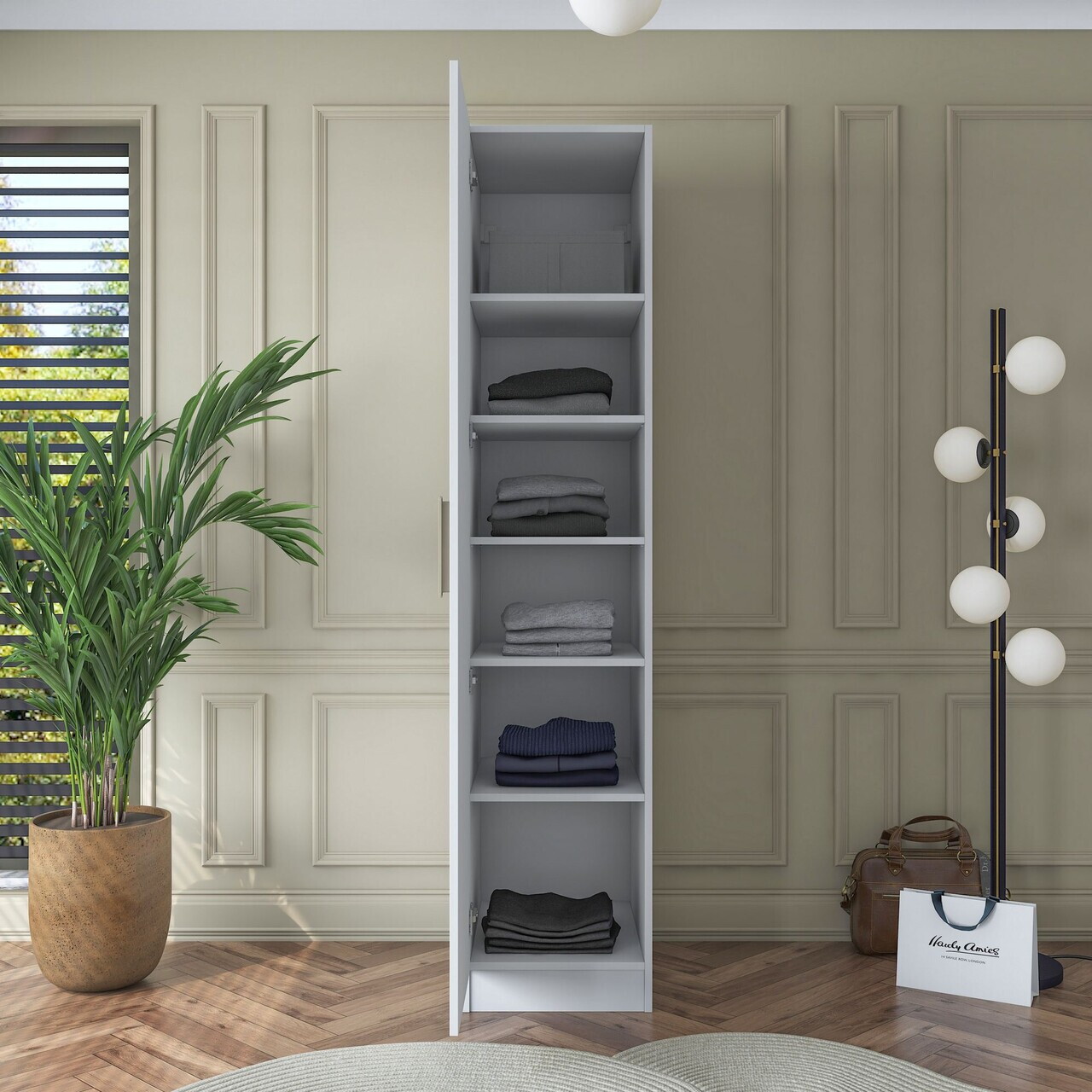 Dulap pentru haine, Hanah Home, BA162, 45x210x57.5 cm, PAL melaminat, Alb - view 6