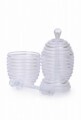 Set 2 recipiente cu capac si lingurite pentru miere, Kosova, 9x14 cm, transparent