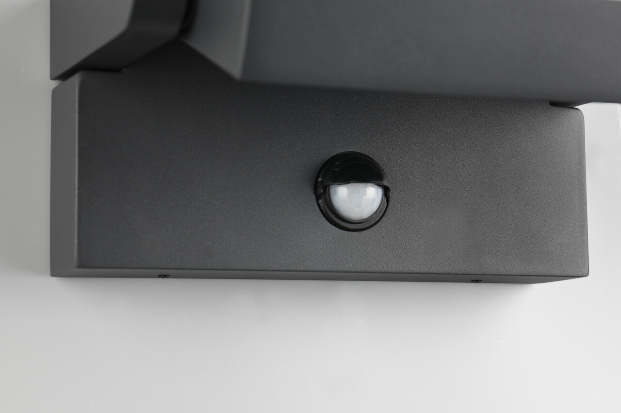 Aplica de perete pentru exterior cu senzor Kansas, TRIO, 20x10 cm, 10W, 1x SMD, aluminiu, antracit