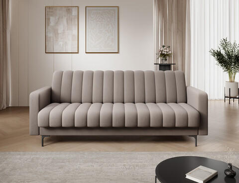Canapea extensibila 3 locuri ELTAP, Roneyy, 212x89x86 cm, lemn/poliester, bej inchis