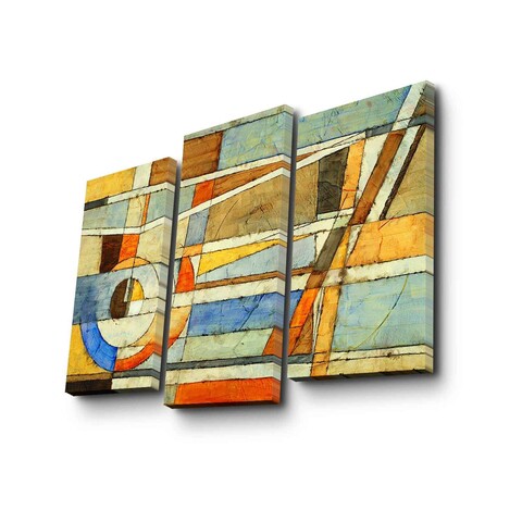 Set 3 tablouri decorative, 3PATK-88, Canvas, 20 x 39 cm, 2 piese, Multicolor