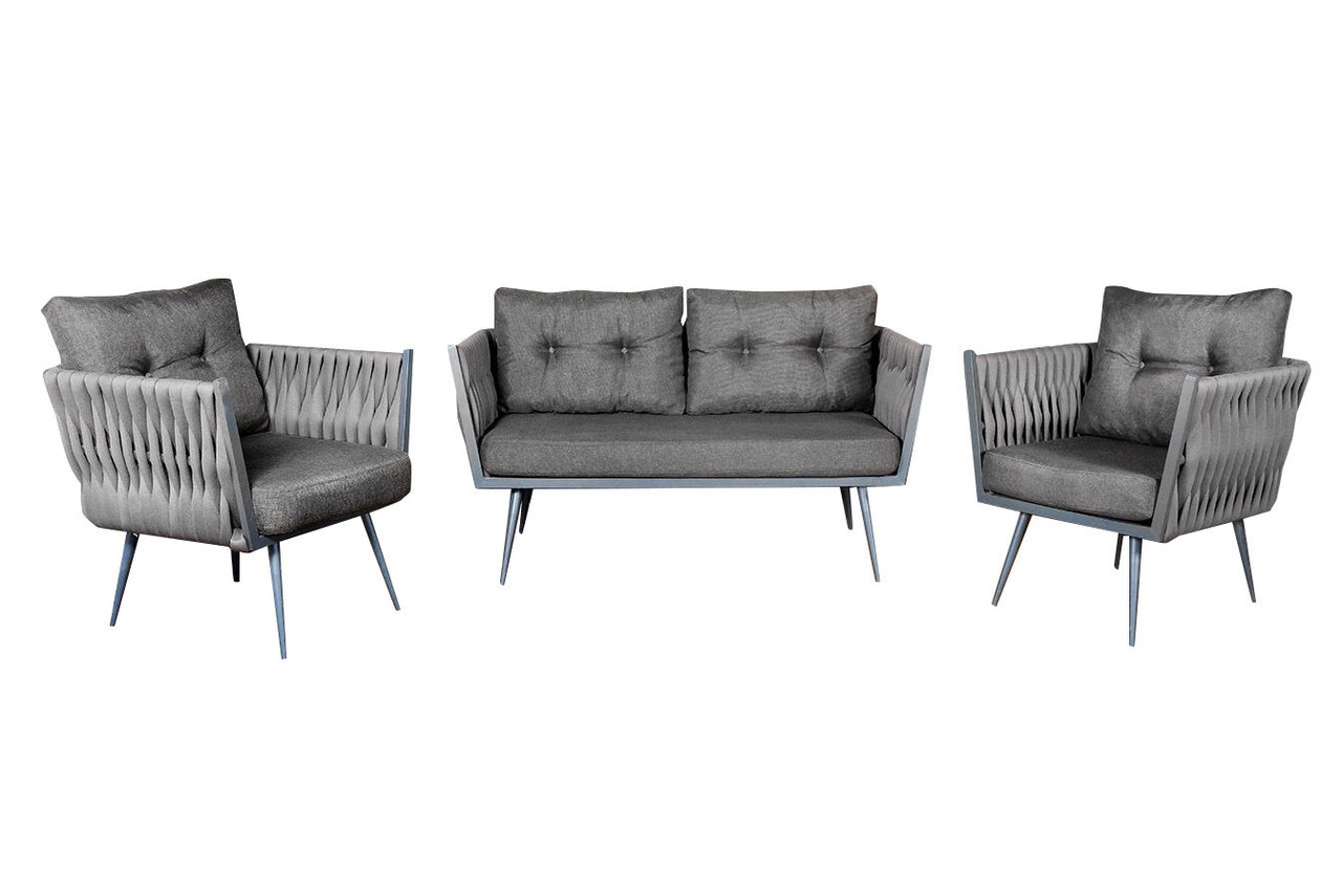 Set mobilier de gradina, Valovi, Violet, Metal, Gri