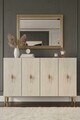 Consola, Hanah Home, Ayshe 120, 120x75x32 cm, White / Travertine / Gold