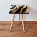Masuta, Leona, Shp292, 35x42x35 cm, Negru / Auriu / Alb