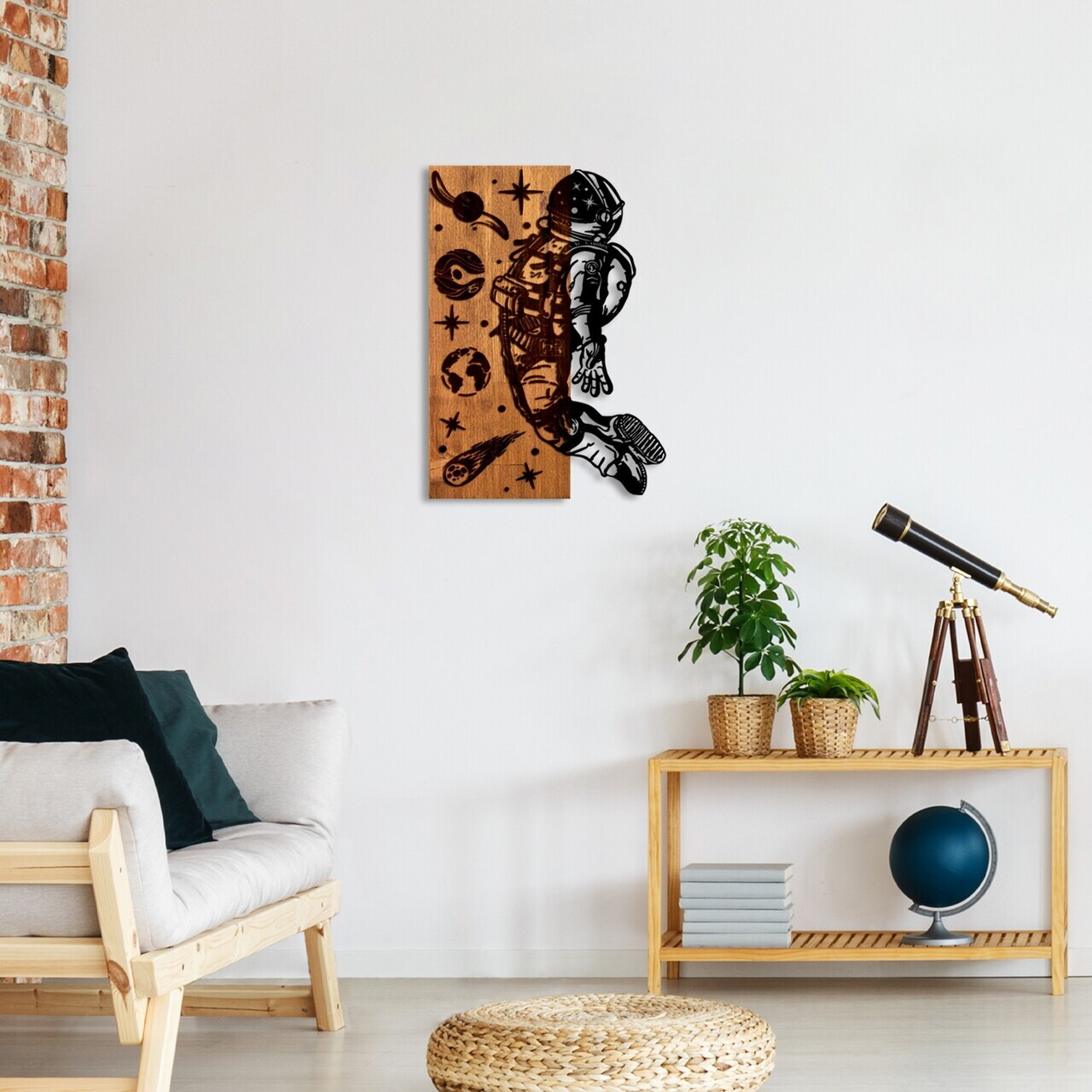 Decoratiune de perete, Cosmic, Lățime: 42 cm, Nuc / Negru — imaginea 4