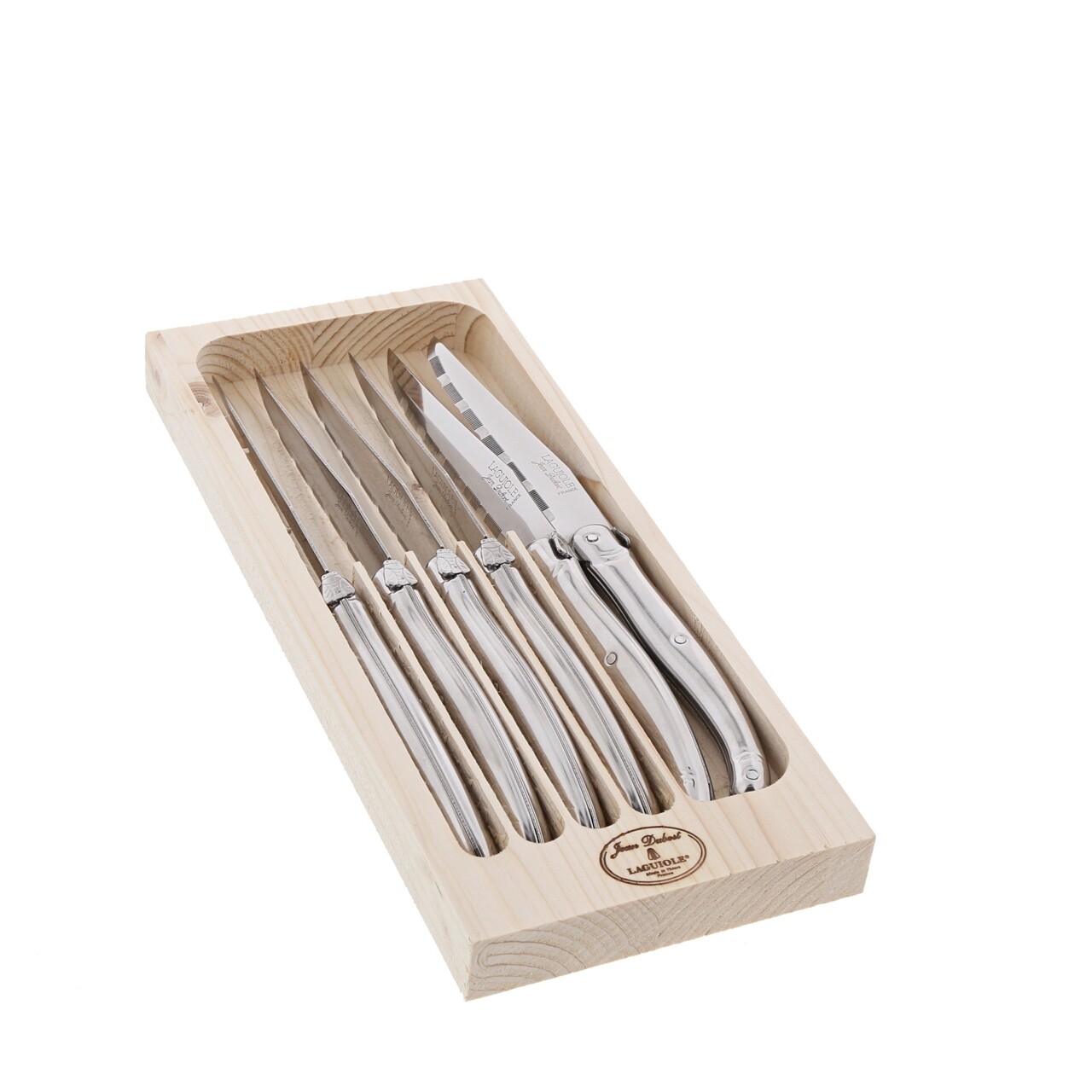 Set 6 Cutite Cu Suport Laguiole, Jean Dubost, Inox/lemn, Argintiu