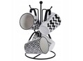 Set 4 cani + suport Excellent, 310 ml, ceramica, alb/negru