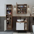 Set Dulap de Baie cu Chiuvetă și Oglindă (3 Piese), Hanah Home, 2477, MDF, Pin Atlantic / Alb