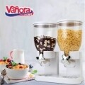 Dozator de cereale Double, Vanora, 7L, plastic, transparent/alb