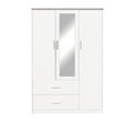 Dulap pentru haine Olympus, Pakoworld, cu 3 usi si oglinda, 120x57x183 cm, PAL melaminat, alb