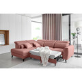 Coltar extensibil stanga 4 locuri ELTAP, LT-24NU, Noble, 255x201x100 cm, lemn/poliester, roz