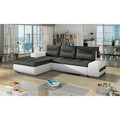 Coltar extensibil stanga 4 locuri ELTAP, Ov39, Ottavio, 275x180x85 cm, lemn/poliester, gri inchis/alb
