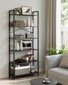 Biblioteca cu 6 rafturi, Vasagle, Industrial, 80x30x186 cm, otel/PAL, negru