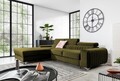 Coltar extensibil stanga 3 locuri ELTAP, LT-33NU, Grayson, 278x205x92 cm, lemn/poliester, verde olive