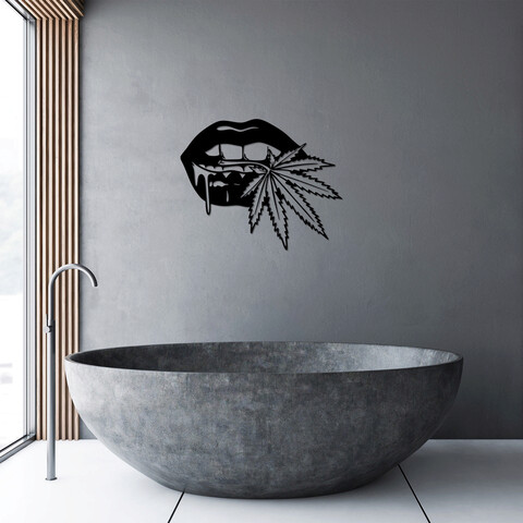 Decoratiune de perete, lips 5, metal, dimensiune: 65 x 53 cm, negru