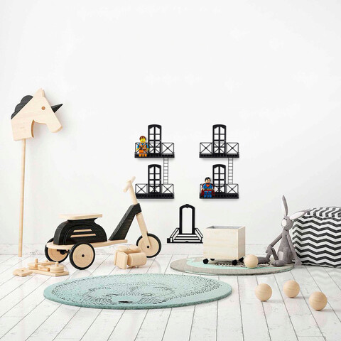 Raft de perete, Cerritos, Metal Wall Shelf 4, 110x125x16 cm, Negru Cerritos