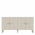 Consola, Hanah Home, Squarel 180, 180x75x32 cm, Alb / Travertin