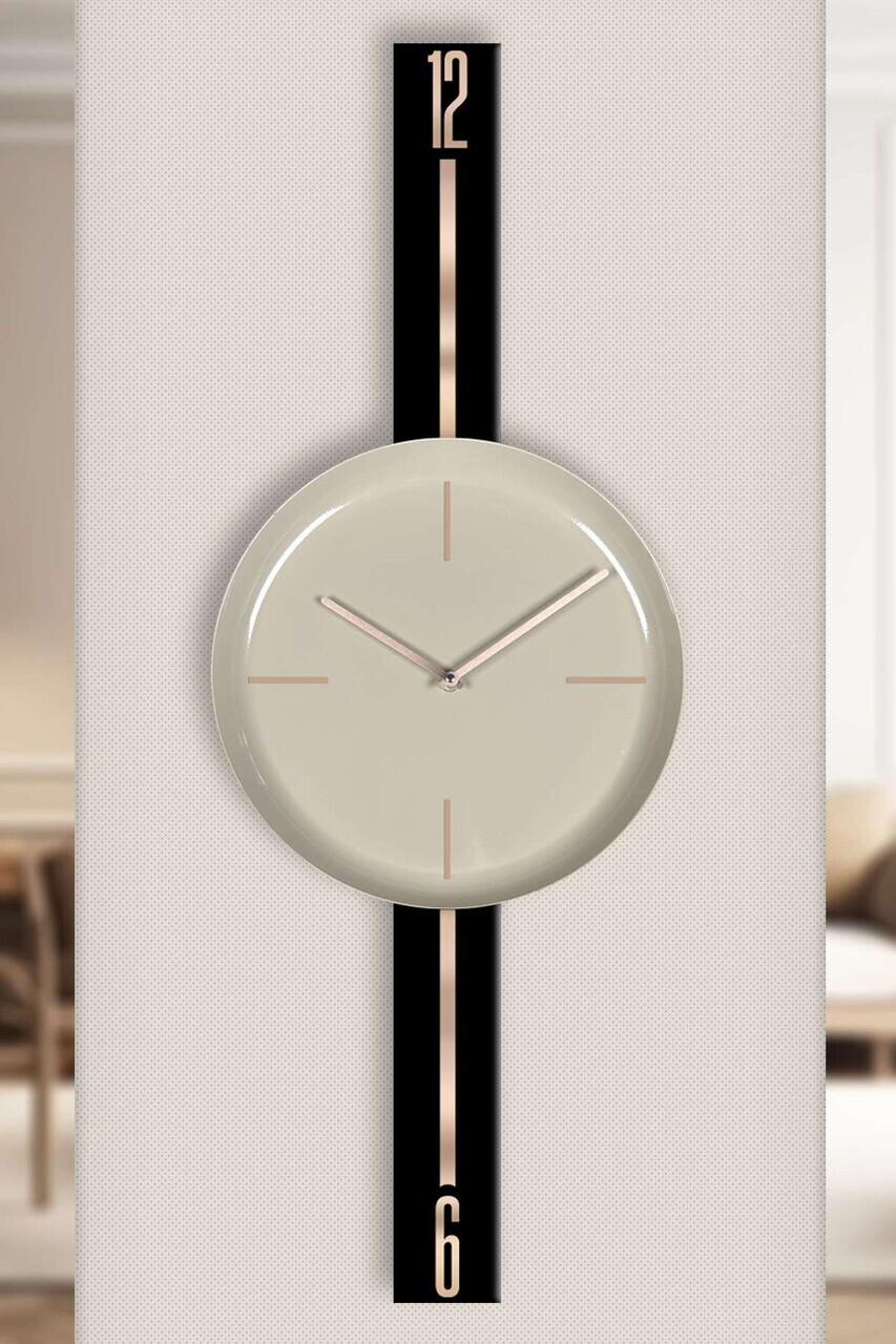 Ceas de perete decorativ Vlnt103Syhcp OŢEL ø30 cm Negru / Cappuccino