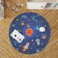 Covor, Woopamuk107, 100x100 cm, BUMBAC/POLIESTER, Albastru navy
