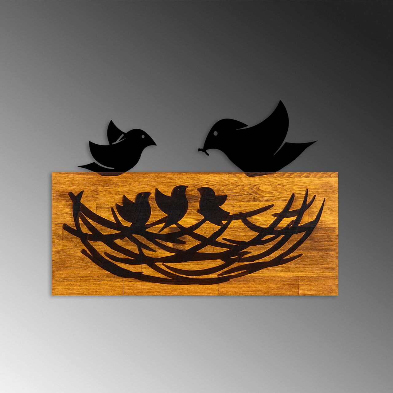 Decoratiune de perete, Family, Lățime: 58 cm Înălțime: 40 cm Adâncime: 3 cm, Nuc / Negru — imaginea 6