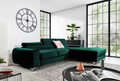 Coltar extensibil dreapta 3 locuri ELTAP, RT-35NU, Grayson, 278x205x92 cm, lemn/poliester, verde inchis