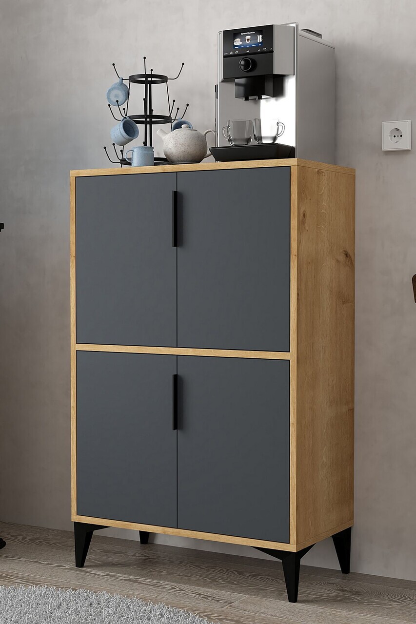 Dulap multifunctional, Hanah Home, Ada 1403, 72x114x36.5 cm, PAL, Stejar safir / Antracit — imaginea 3