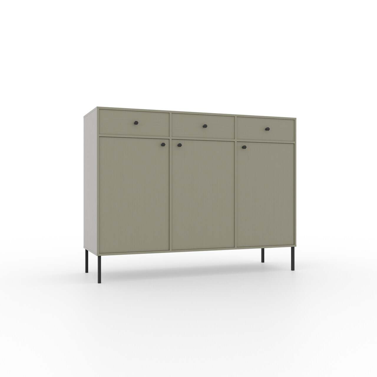 Comoda ADRK, Tili 3D 3S, 124.5x40.8x95 cm, PAL laminat, verde eucalipt — imaginea 2