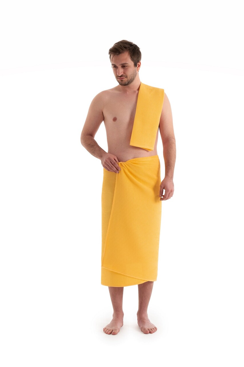 Set prosoape de baie, DC Home, Waffle, Bumbac, Galben