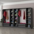 Dulap pentru haine, Minerva, Kale, 315x210x52 cm, PAL, Antracit / Negru