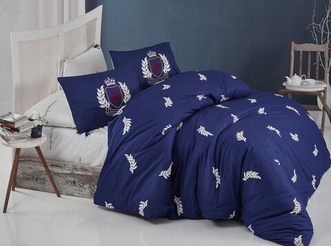 Lenjerie de pat dubla, Beverly Hills Polo Club, 040 Dark Blue White, 4 piese, bumbac ranforce, multicolor Beverly Hills Polo Club