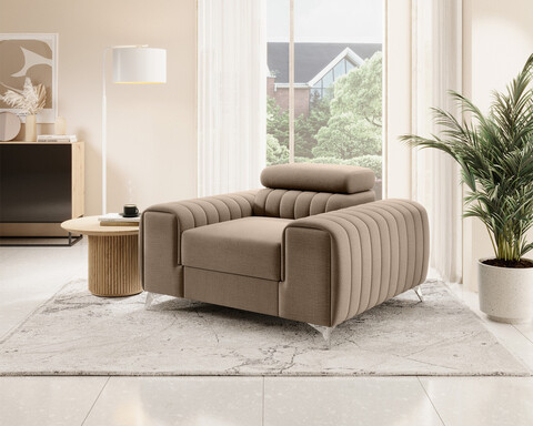 Fotoliu, ELTAP, AR-LAU-20NU, Laurence, 125x97x105 cm, lemn/poliester, bej inchis