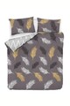 Lenjerie de pat dubla 3 piese, Olivia - Gold, Grey vPoly, Eponj Home, 65% bumbac/35% poliester