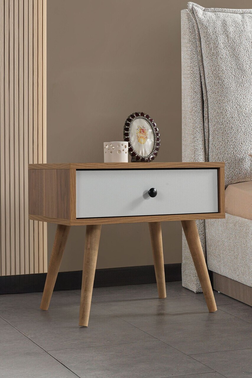 Noptiera, Hanah Home, Vita 5107, 55x49x55 cm, PAL, Nuc/Alb — imaginea 2