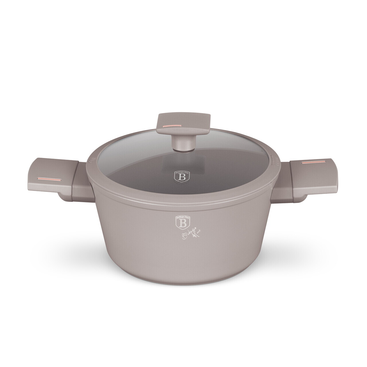 Oala cu capac Berlinger Haus, Taupe, 20 cm, 2.5 L, aluminiu forjat, taupe mat - imagine 3
