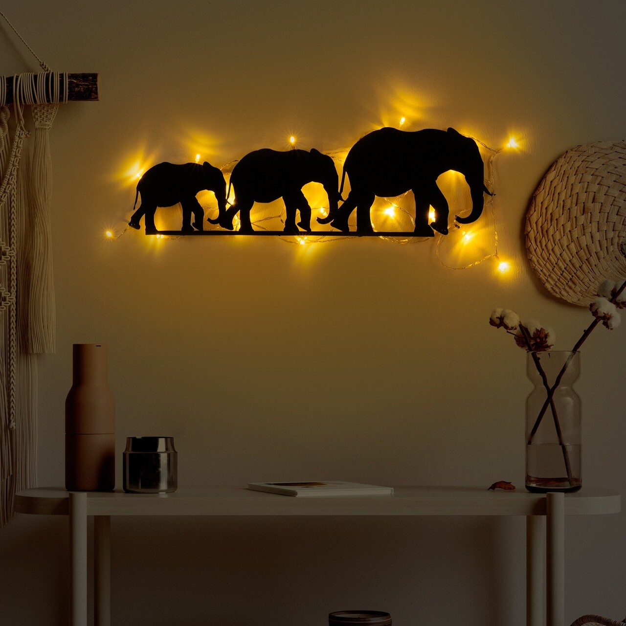 Decoratiune de perete, Elephant 070, Dimensiune: 15 x 50 cm, Negru - view 2
