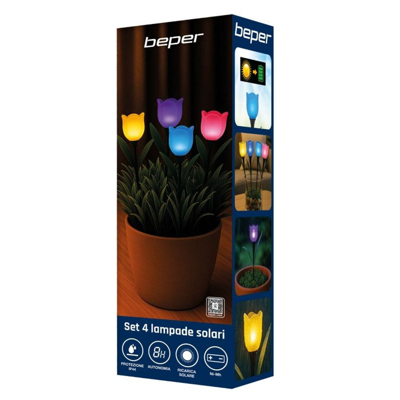 Set 4 lampi solare Tulipano, Beper, IP44, 5.7x29 cm, plastic, multicolor — imaginea 9