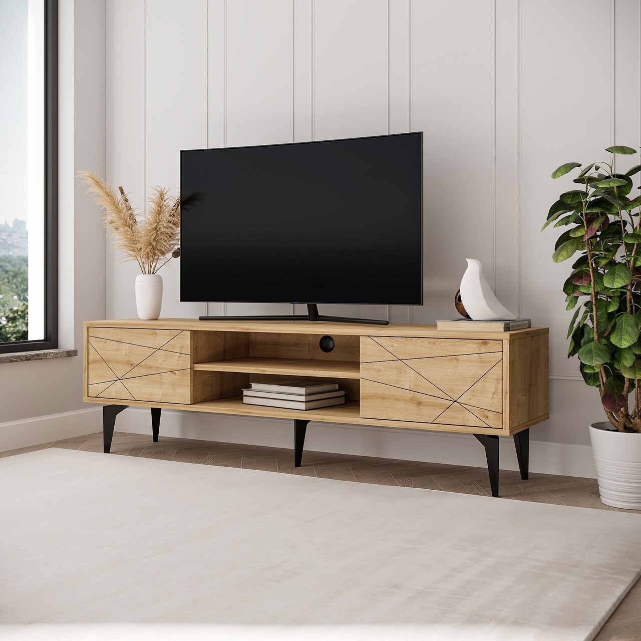 Comoda TV, Odessa, Brendon, 160x48.2x29.6 cm, Maro - 1 | YEO