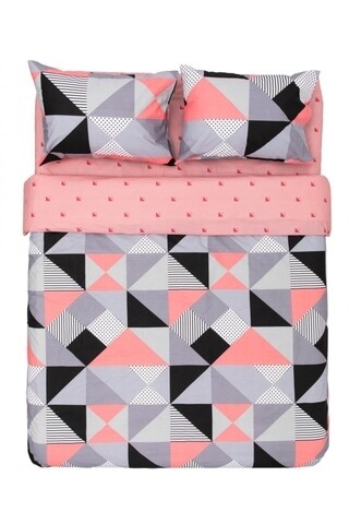 Lenjerie de pat king size dov, heinner home, 4 piese, 220x240 cm, bumbac, multicolor